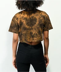 Zine Syd Orange & Black Tie Dye Crop T-Shirt