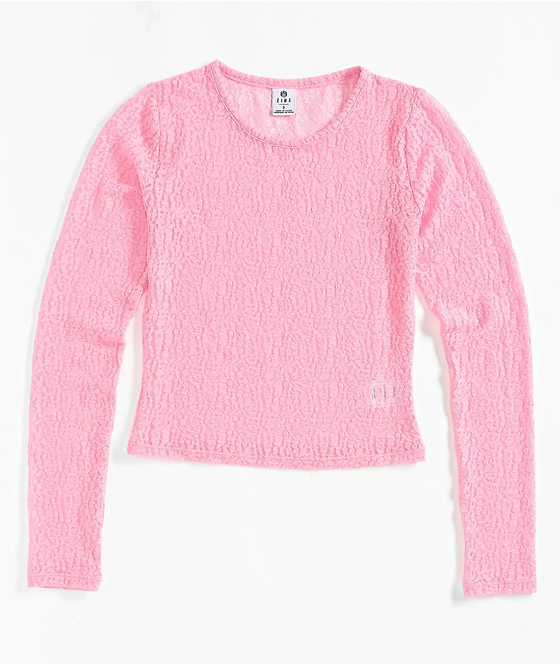 Zine Talia Pink Lace Long Sleeve Top