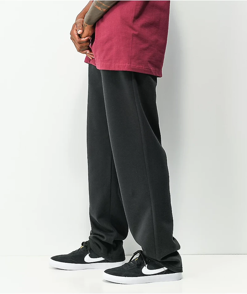 Zine Tarp Double Knit Open Hem Black Sweatpants