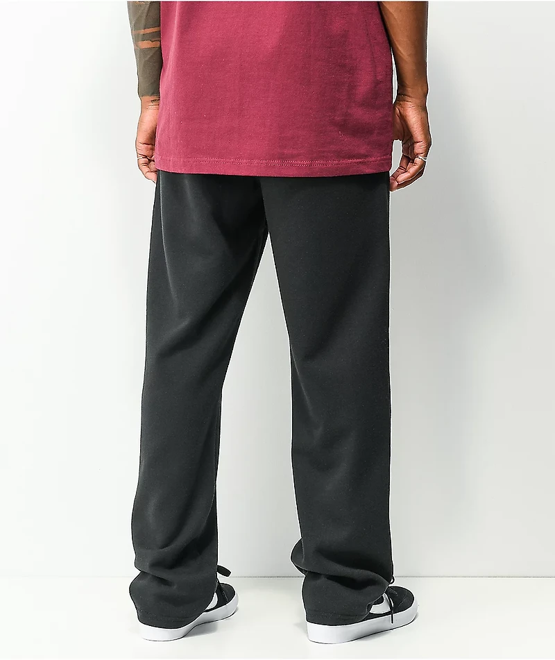 Zine Tarp Double Knit Open Hem Black Sweatpants