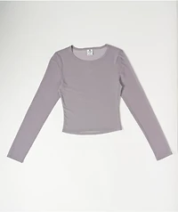 Zine Tashti Grey Long Sleeve Mesh Top