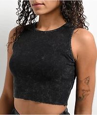 Zine Tawney Ribbed Black Wash Crop Tank Top