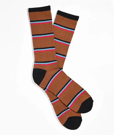 Zine Tried Brown Stripe Crew Socks