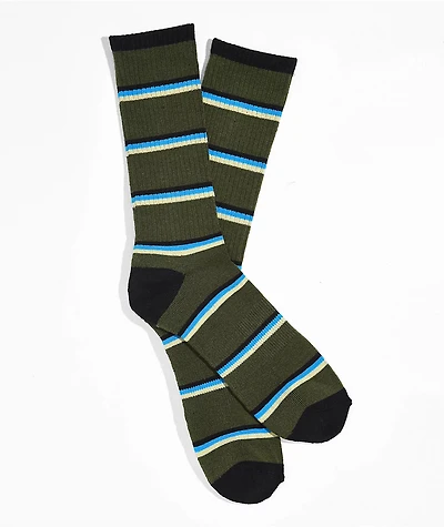 Zine Tried Green Stripe Crew Socks