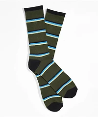 Zine Tried Green Stripe Crew Socks