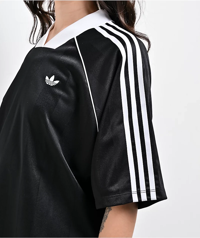 adidas 3 Stripe Black Soccer Jersey