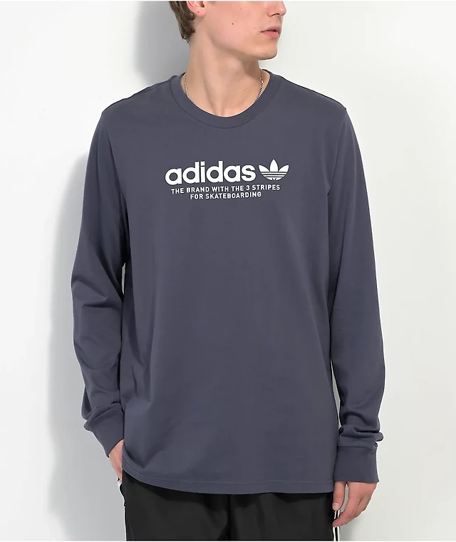 Adidas Logo Navy Long Sleeve T-Shirt at Hamilton Place in