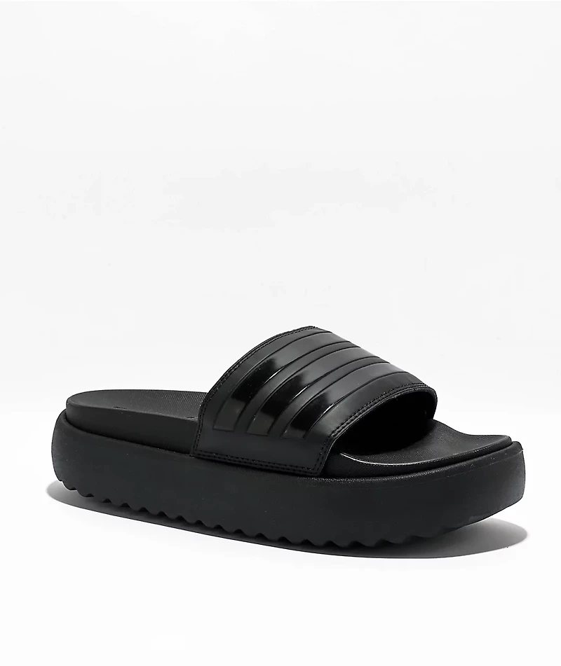 adidas Adilette Black Platform Slide Sandals