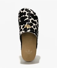 adidas Adimule Black & White Cow Print Mule Sandals