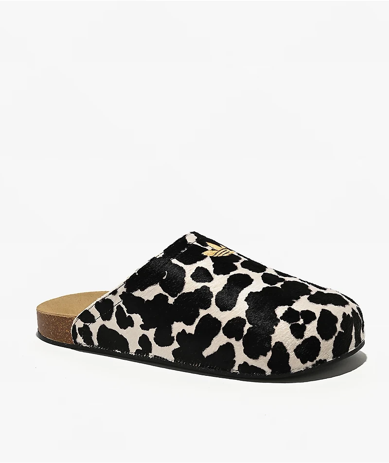 adidas Adimule Black & White Cow Print Mule Sandals