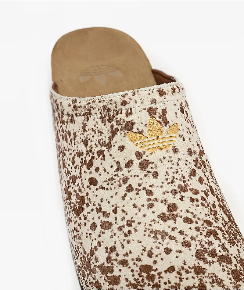 adidas Adimule Brown & White Cow Print Mule Sandals