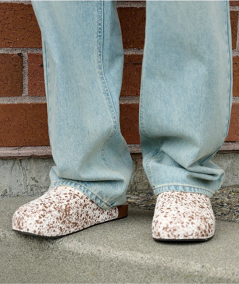 adidas Adimule Brown & White Cow Print Mule Sandals
