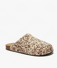adidas Adimule Brown & White Cow Print Mule Sandals