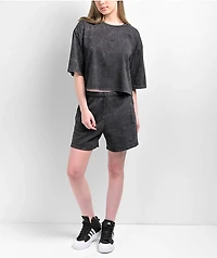 adidas All SZN Black Mineral Wash Crop T-Shirt