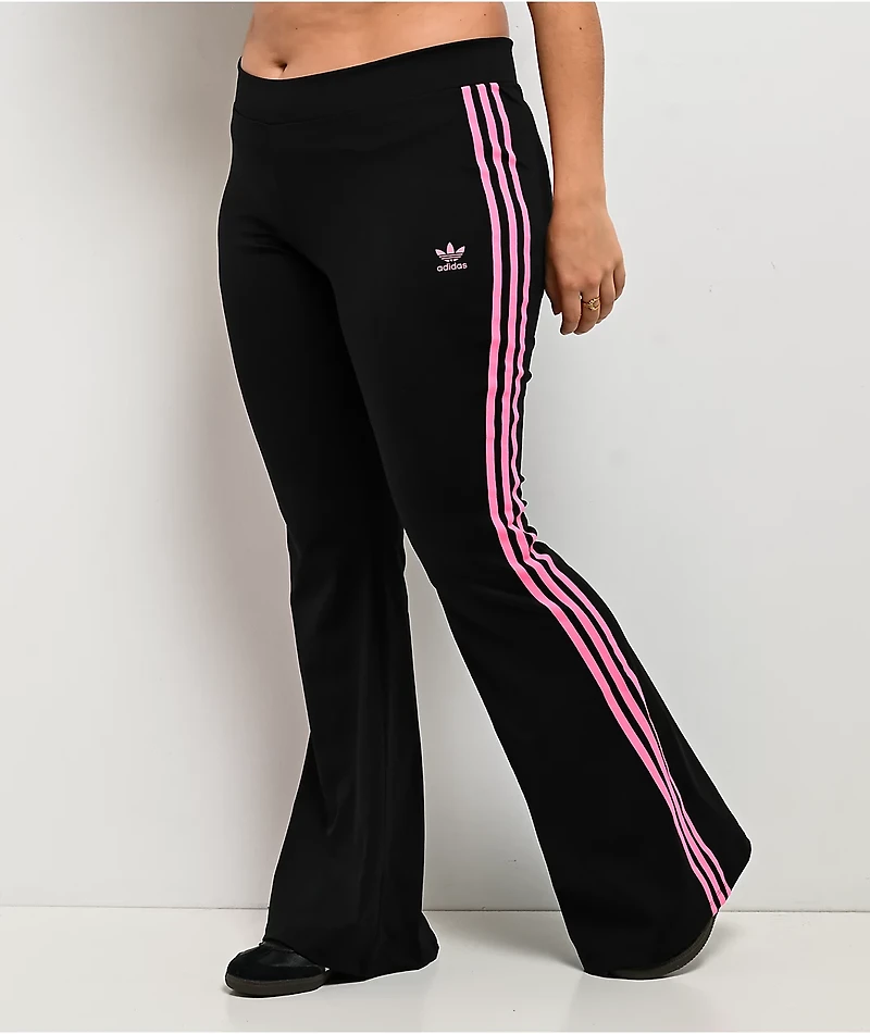adidas Black & Pink Flare Leggings