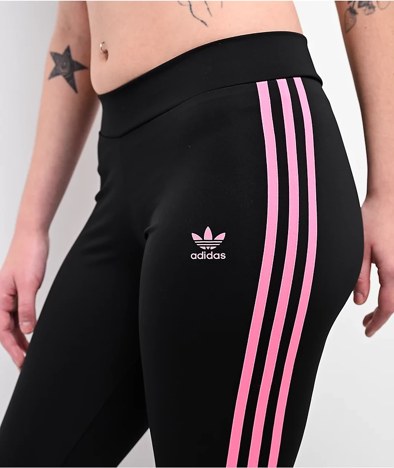 adidas Black & Pink Flare Leggings