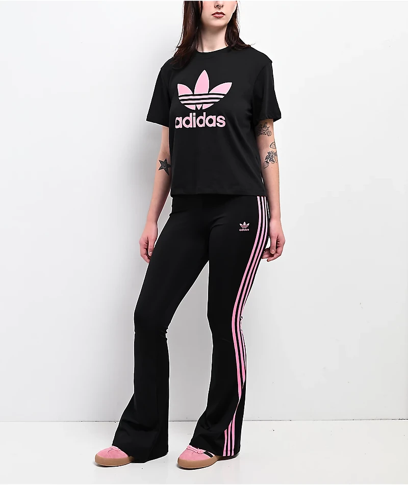 adidas Black & Pink Flare Leggings