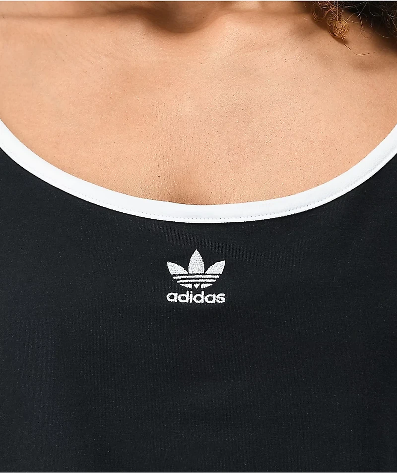 adidas Black Spaghetti Strap Crop Tank Top