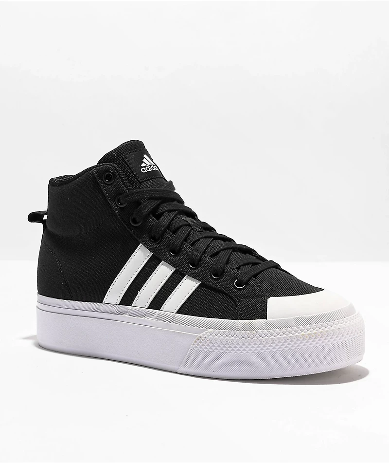 adidas Bravada 2.0 Mid Black & White Platform Shoes