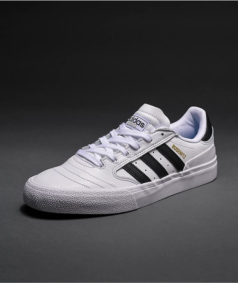 adidas Busenitz Vulc II White, Black, & Gold Shoes