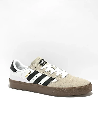 adidas Busenitz Vulc II White, Black, & Gum Shoes