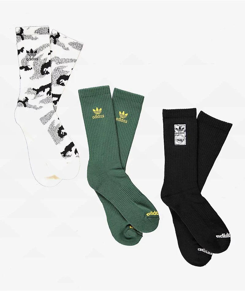 adidas Camo Series 3 Pack Crew Socks