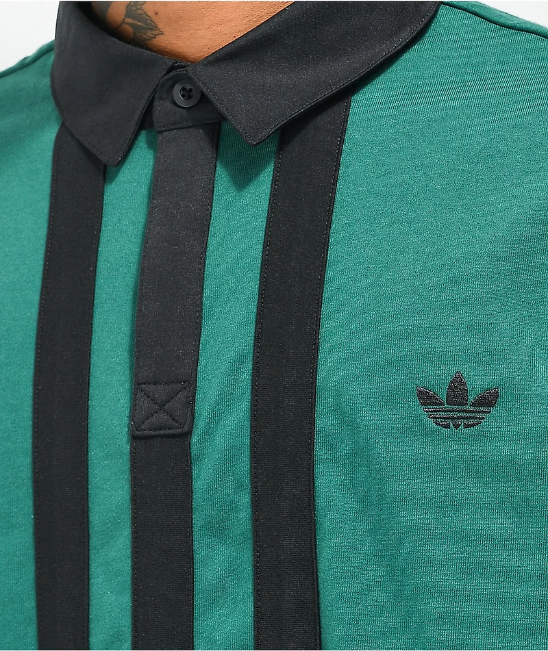 adidas Collegiate Solid Green & Black Rugby Shirt