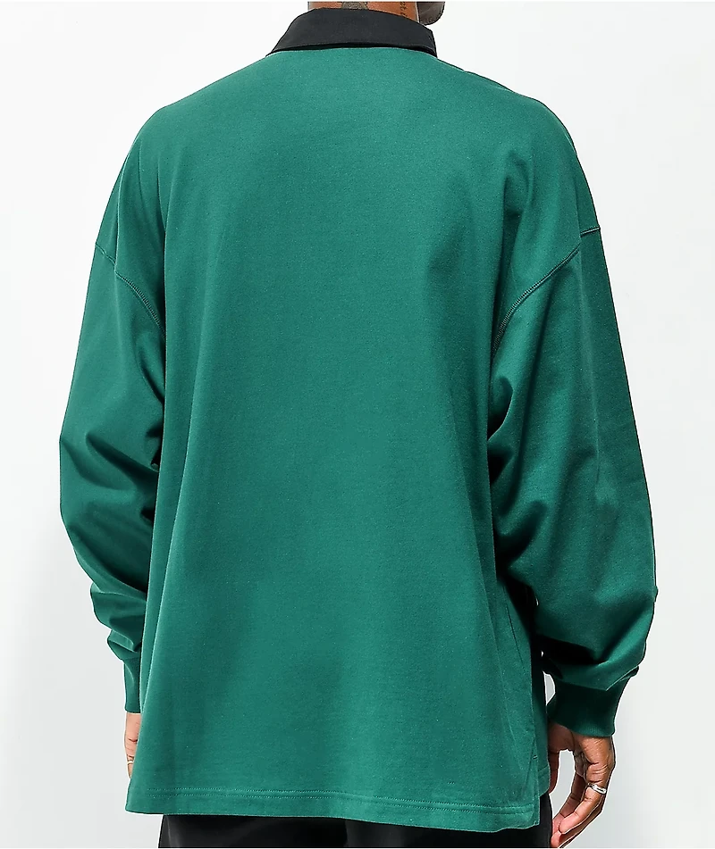 adidas Collegiate Solid Green & Black Rugby Shirt