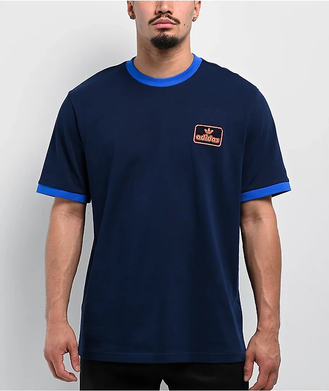 Adidas Contrast Navy Ringer T-Shirt Mission Valley