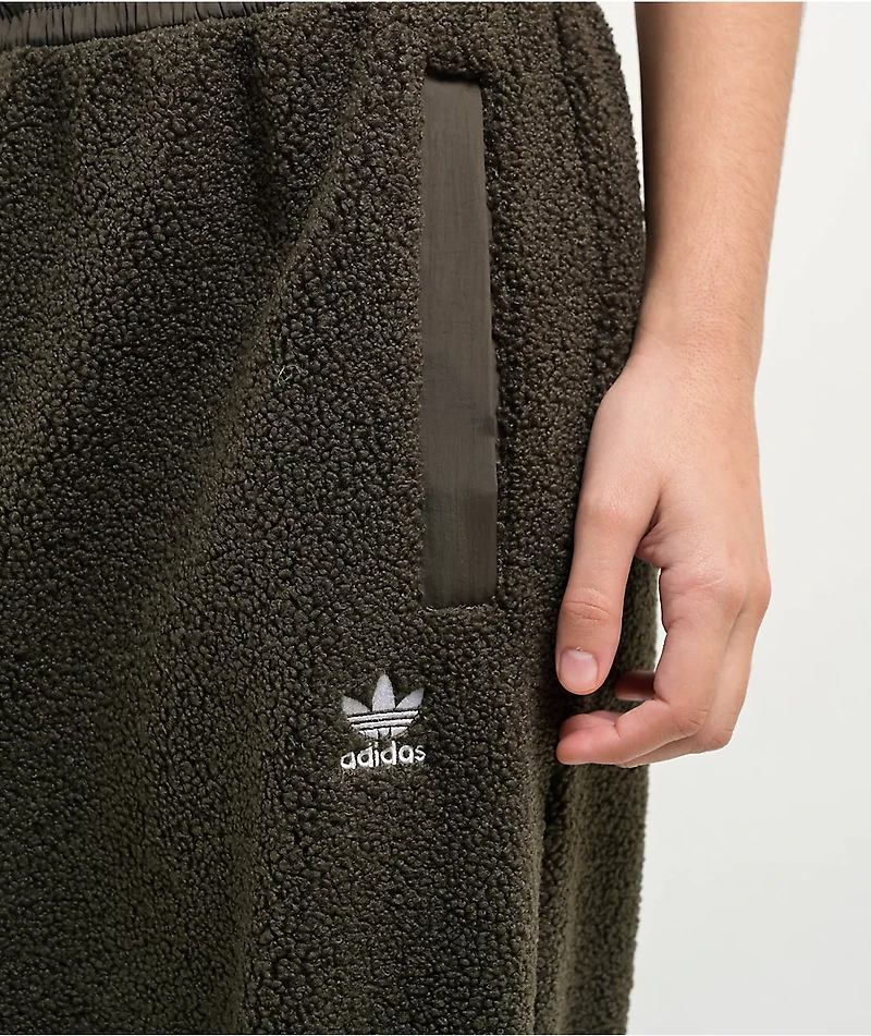 adidas Essentials Teddy Fleece Olive Sweatpants