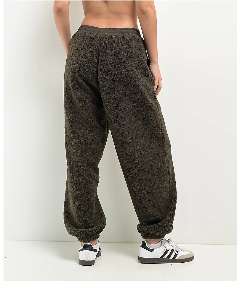adidas Essentials Teddy Fleece Olive Sweatpants