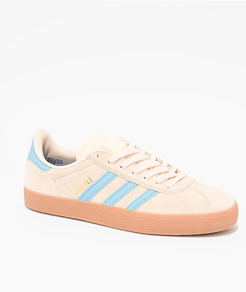 adidas Gazelle ADV Cream White, Blue & Gum Skate Shoes