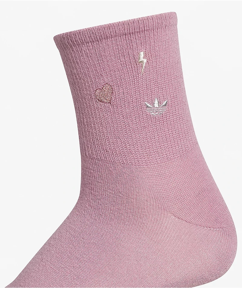 adidas Icons 3 Pack Pink, White & Black Quarter Socks