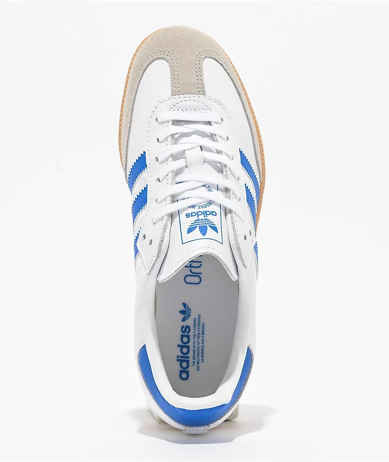 adidas Kids Samba OG White, Blue, & Gum Skate Shoes