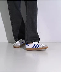 adidas Kids Samba OG White, Blue, & Gum Skate Shoes