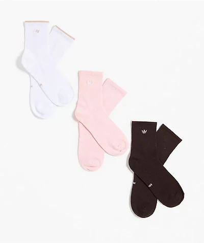adidas Luna 3 Pack Brown, Pink & White Ankle Socks