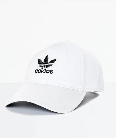 adidas Men's Trefoil Curved Bill White Strapback Hat