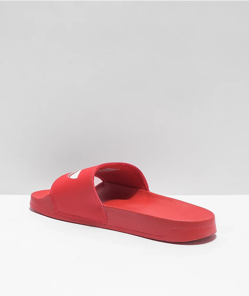 adidas Mens Adilette Lite Red Slide Sandals