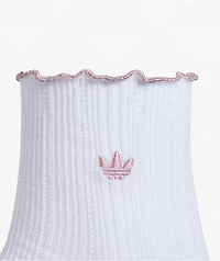 adidas Metallic Ruffle 3 Pack White Ankle Socks