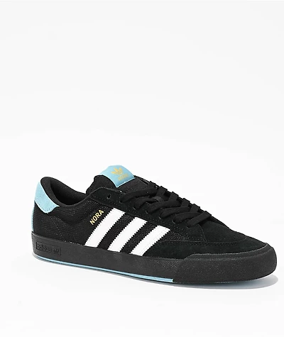 adidas Nora Core Black, Cloud White & Gold Metallic Skate Shoes