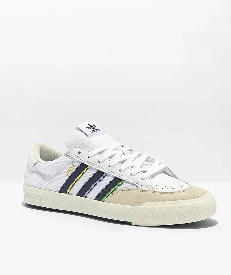 adidas Nora White, Navy, & Gold Skate Shoes