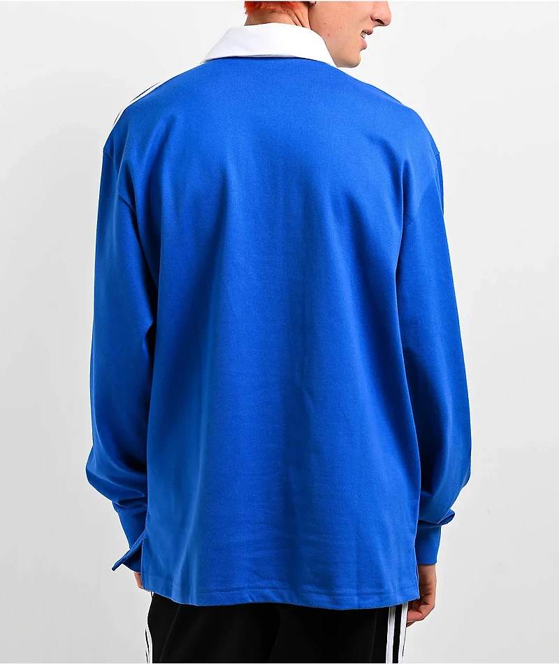 adidas Originals Adicolor Polo Blue Long Sleeve Rugby Shirt