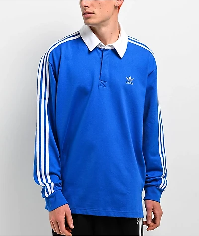 adidas Originals Adicolor Polo Blue Long Sleeve Rugby Shirt