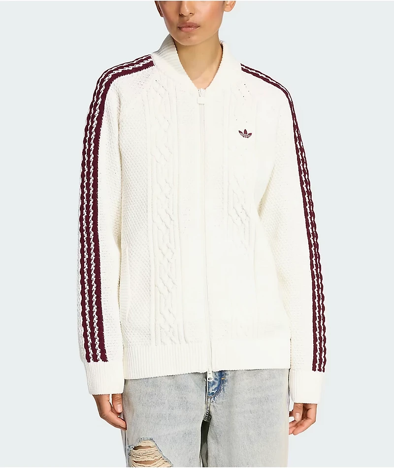 adidas Originals Archive Cutline Off White Track Zip Sweater