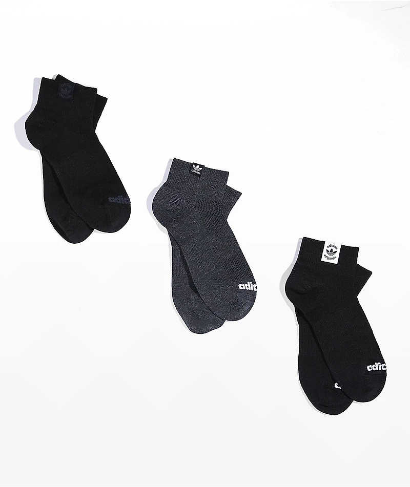 adidas Originals Black, White & Grey 3 Pack Ankle Socks