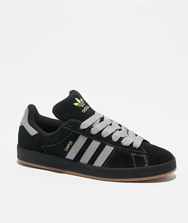 adidas Originals Campus 90's Core Black, Grey Two & Gold Metallic Skate Shoes
