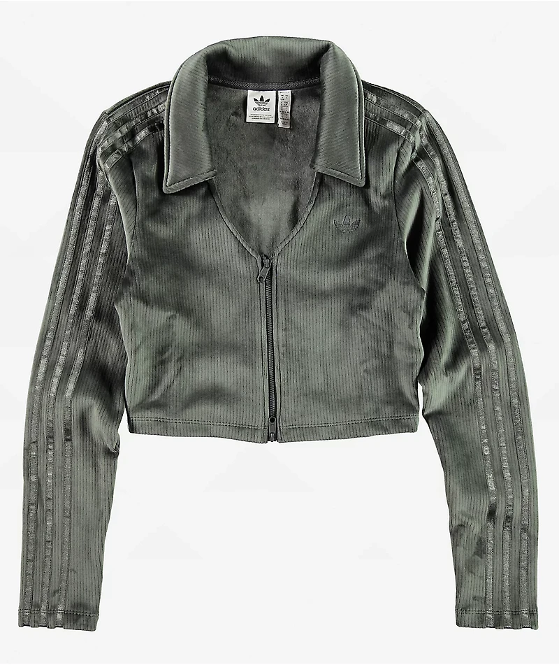 adidas Originals Carbon Corduroy Crop Zip Cardigan