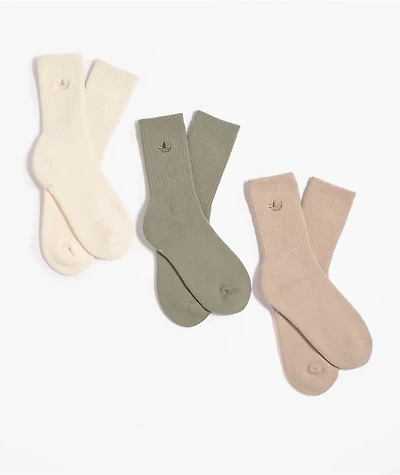 adidas Originals Comfort Cream, Beige & Grey 3 Pack Crew Socks