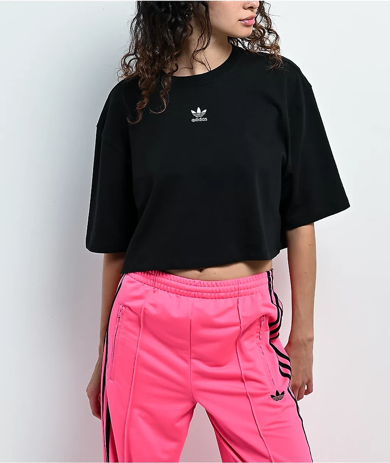 adidas Originals Essentials Black Boxy Crop T-Shirt