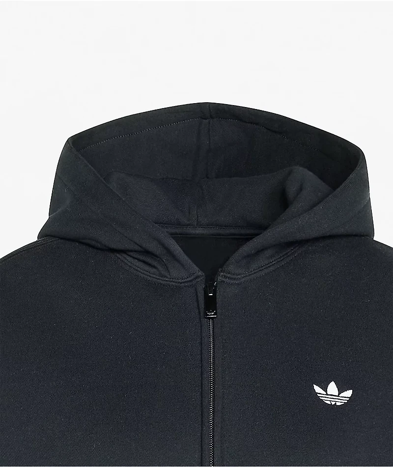 adidas Originals Essentials Fleece Black Crop Zip Hoodie